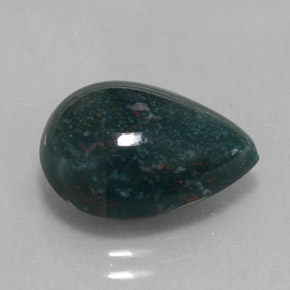 Pedra de sangue verde natural 5,23ct, formato de pêra, opaco