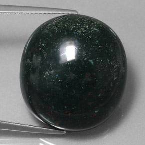 Pedra de sangue verde natural 34,59ct, corte oval, opaco