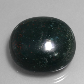 Pedra de sangue verde natural 34,59ct, corte oval, opaco