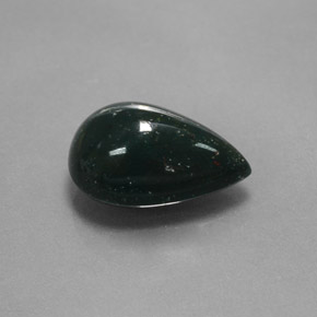 Pedra de Sangue verde manchado Natural 2.83ct, Formato de pêra, Opaco