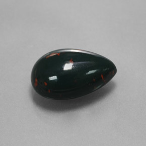 Pedra de sangue verde natural 3,23ct, formato de pêra, opaco