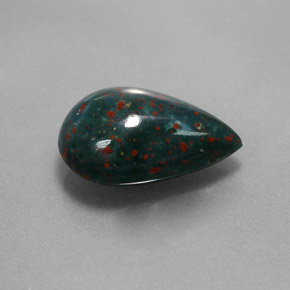 Pedra de sangue verde natural 2,70ct, formato de pêra, opaco