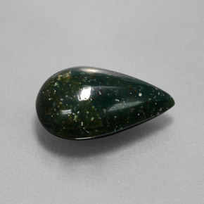 Pedra de sangue verde natural 2,73ct, formato de pêra, opaco