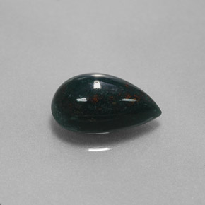 Pedra de Sangue verde manchado Natural 1.23ct, Formato de pêra, Opaco