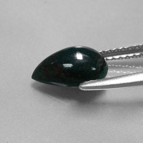 Pedra de Sangue verde manchado Natural 1.23ct, Formato de pêra, Opaco
