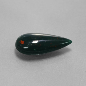 Pedra de sangue verde natural 1,07ct, formato de pêra, opaco