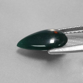 Pedra de Sangue verde manchado Natural 1.18ct, Formato de pêra, Opaco