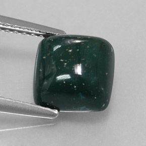 Pedra de Sangue verde manchado Natural 2.50ct, Almofada cortada, Opaco