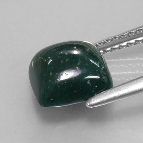 Pedra de Sangue verde manchado Natural 2.50ct, Almofada cortada, Opaco