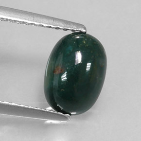 Pedra de sangue verde natural 1,22ct, corte oval, opaco
