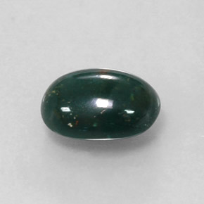 Pedra de sangue verde natural 1,22ct, corte oval, opaco