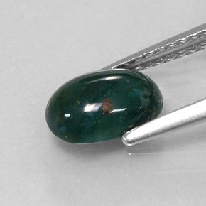 Pedra de sangue verde natural 1,22ct, corte oval, opaco