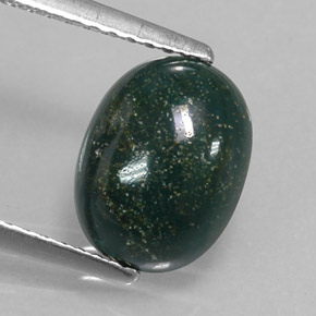 Pedra de sangue verde natural 2,17ct, corte oval, opaco