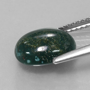 Pedra de sangue verde natural 2,17ct, corte oval, opaco
