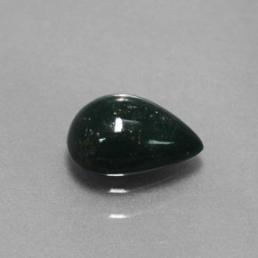 Pedra de sangue verde natural 0,70ct, formato de pêra, opaco