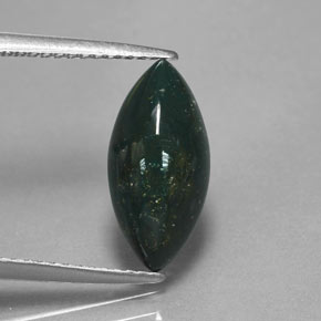 Pedra de Sangue verde manchado Natural 2.38ct, Marquesa, Opaco