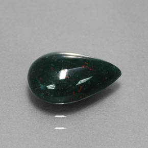 Pedra de Sangue verde manchado Natural 1.84ct, Formato de pêra, Opaco