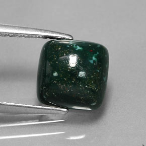 Pedra de sangue verde natural 2,24ct, almofada cortada, opaco