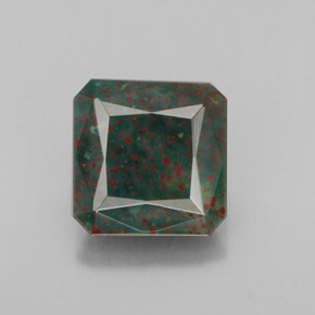 Pedra de sangue verde natural 3,74ct, corte esmeralda, opaco
