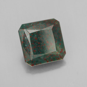 Pedra de sangue verde natural 3,74ct, corte esmeralda, opaco