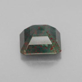 Pedra de sangue verde natural 3,74ct, corte esmeralda, opaco