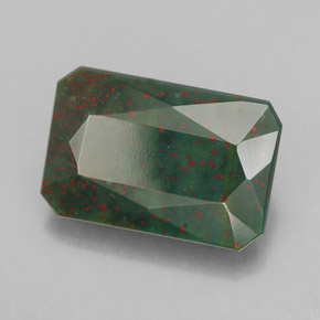 Pedra de Sangue verde manchado Natural 5.52ct, Corte Esmeralda, Opaco