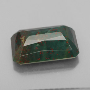 Pedra de Sangue verde manchado Natural 5.52ct, Corte Esmeralda, Opaco