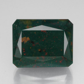 Pedra de sangue verde natural 18,33ct, corte esmeralda, opaco
