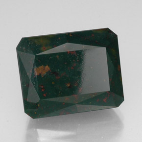 Pedra de sangue verde natural 18,33ct, corte esmeralda, opaco
