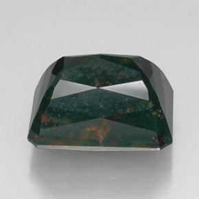 Pedra de sangue verde natural 18,33ct, corte esmeralda, opaco