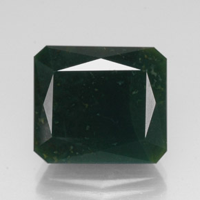 Pedra de sangue verde natural 14,29ct, corte esmeralda, opaco