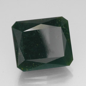 Pedra de sangue verde natural 14,29ct, corte esmeralda, opaco