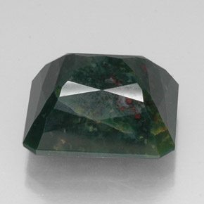 Pedra de sangue verde natural 14,29ct, corte esmeralda, opaco