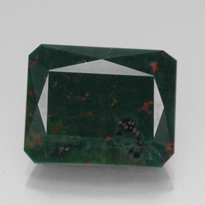 Pedra de sangue verde natural 14,13ct, corte esmeralda, opaco
