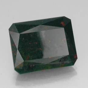 Pedra de sangue verde natural 14,13ct, corte esmeralda, opaco