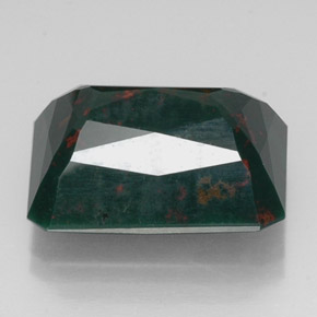 Pedra de sangue verde natural 14,13ct, corte esmeralda, opaco
