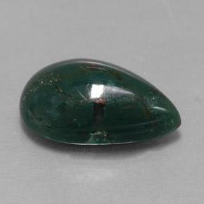 Pedra de sangue verde natural 3,49ct, formato de pêra, opaco