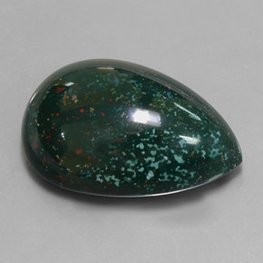 Pedra de sangue verde natural 34,01ct, formato de pêra, opaco