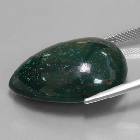 Pedra de sangue verde natural 34,01ct, formato de pêra, opaco