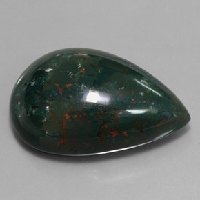 Pedra de sangue verde natural 61,31ct, formato de pêra, opaco