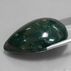 Pedra de sangue verde natural 61,31ct, formato de pêra, opaco