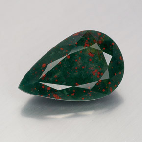 Pedra de sangue verde natural 3,10ct, formato de pêra, opaco