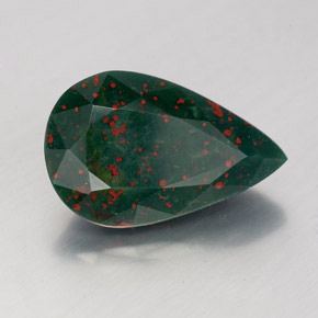 Pedra de sangue verde natural 3,10ct, formato de pêra, opaco