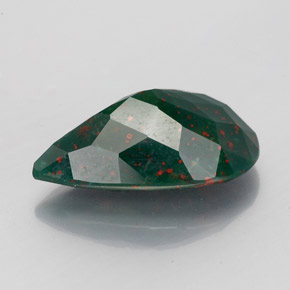 Pedra de sangue verde natural 3,10ct, formato de pêra, opaco
