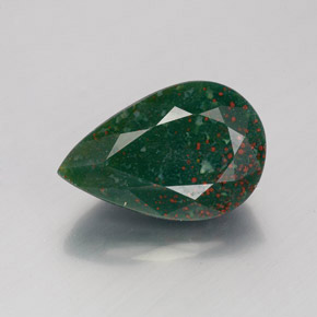 Pedra de sangue verde natural 3,44ct, formato de pêra, opaco