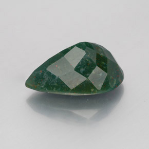 Pedra de sangue verde natural 3,44ct, formato de pêra, opaco