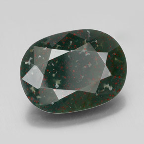 Pedra de sangue verde natural 8,41ct, corte oval, opaco