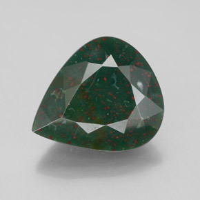 Pedra de sangue verde natural 5,48ct, formato de pêra, opaco