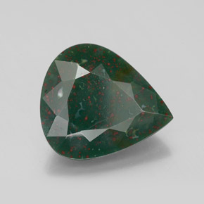 Pedra de sangue verde natural 5,48ct, formato de pêra, opaco