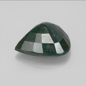 Pedra de sangue verde natural 5,48ct, formato de pêra, opaco